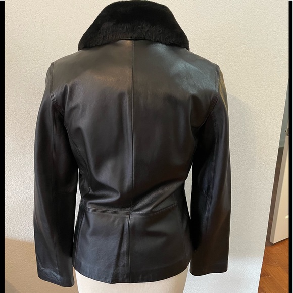 Blassport womens leather jacket size small with removable Faux fur trim - Picture 2 of 6